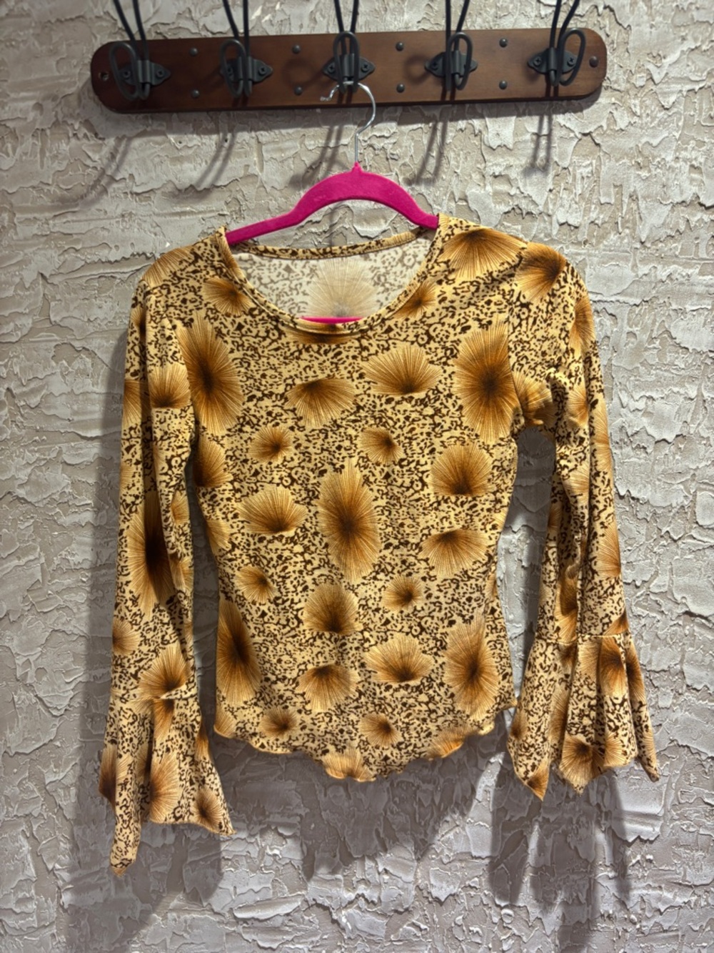 Women’s Yellow Floral Bell-Sleeve Top
